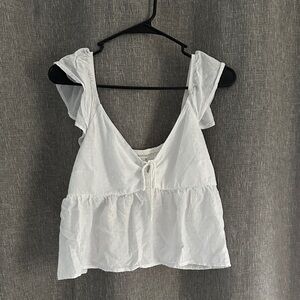 Hollister White Ruffle Sleeve Blouse